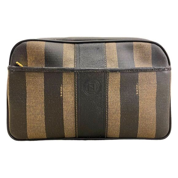 Vintage FENDI PQUIN STRIPED Clutch/Cosmetics Case - Picture 1 of 16